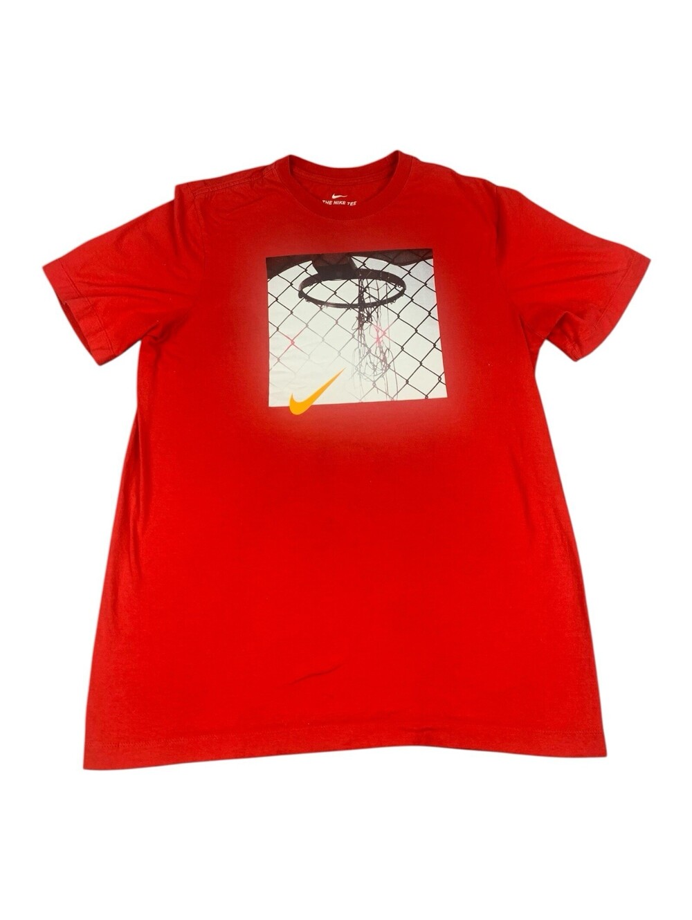 NIKE Basketball City Game Photo T-Shirt, Red, Crew Neck, Men’s Size Medium